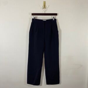 Abercrombie & Fitch Women's Black High Waisted Wide Leg Pleated Trousers Career